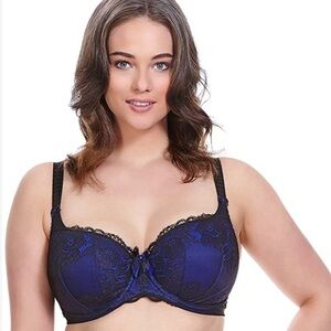ELOMI Sz 38I Bra Anushka Electric Blue Lace Overlay Adjustable Underwire NEW